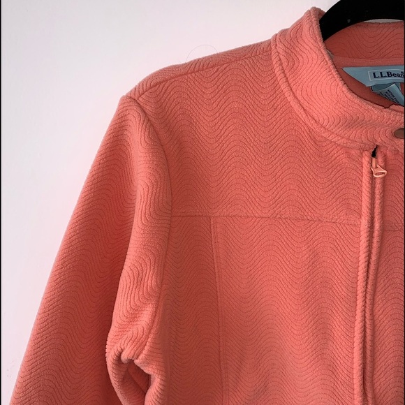 L.L. Bean Pink Soft Quilted Snap Button Zip Front Pullover Top Medium Women’s - Picture 2 of 9